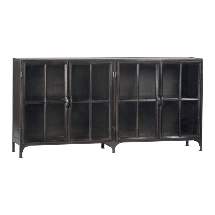 Black metal sideboard store with glass doors